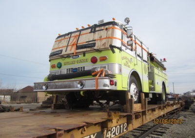 fire engine load out on rail car